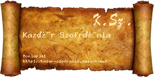 Kazár Szofrónia névjegykártya